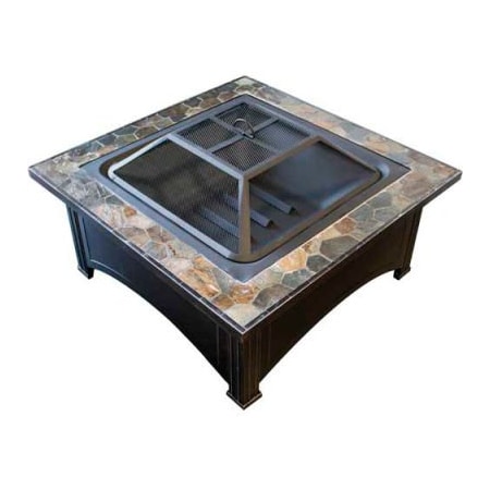 Hiland Fire Pit Wood Burning 36" Square Slate YFP-51133D